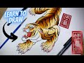How to draw a tiger  traditional japanese tattoo
