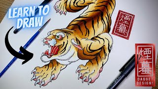 How to draw a Tiger 🐯 Traditional Japanese Tattoo