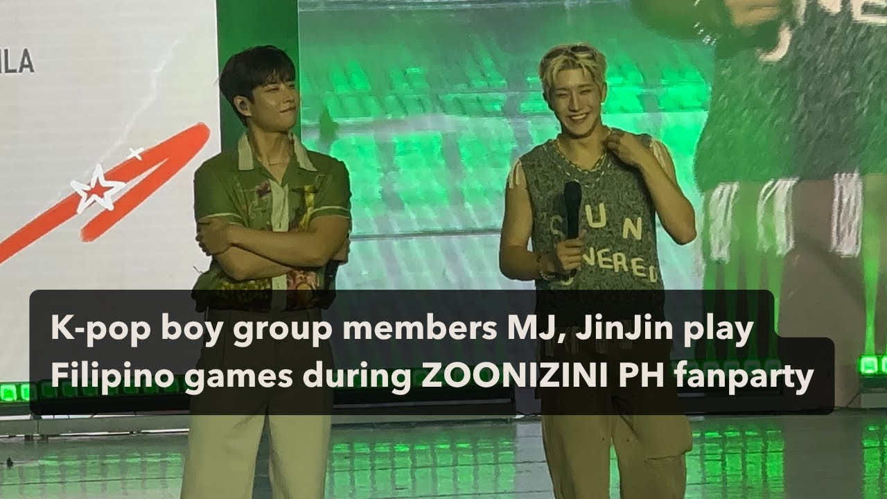 Участники к-поп группы Astro MJ и Jinjin играют в филиппинские игры на фан-вечеринке ZOONIZINI «R...