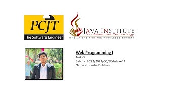 Web Project Task 05 | 1st Year | Semester 01 | Java Institute