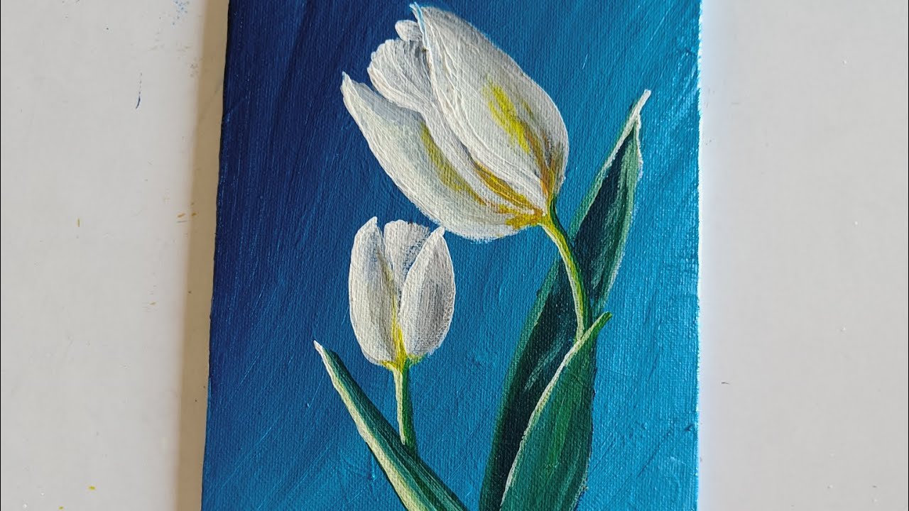 What an easy way to paint of white tulip flowers acrylic painting - YouTube