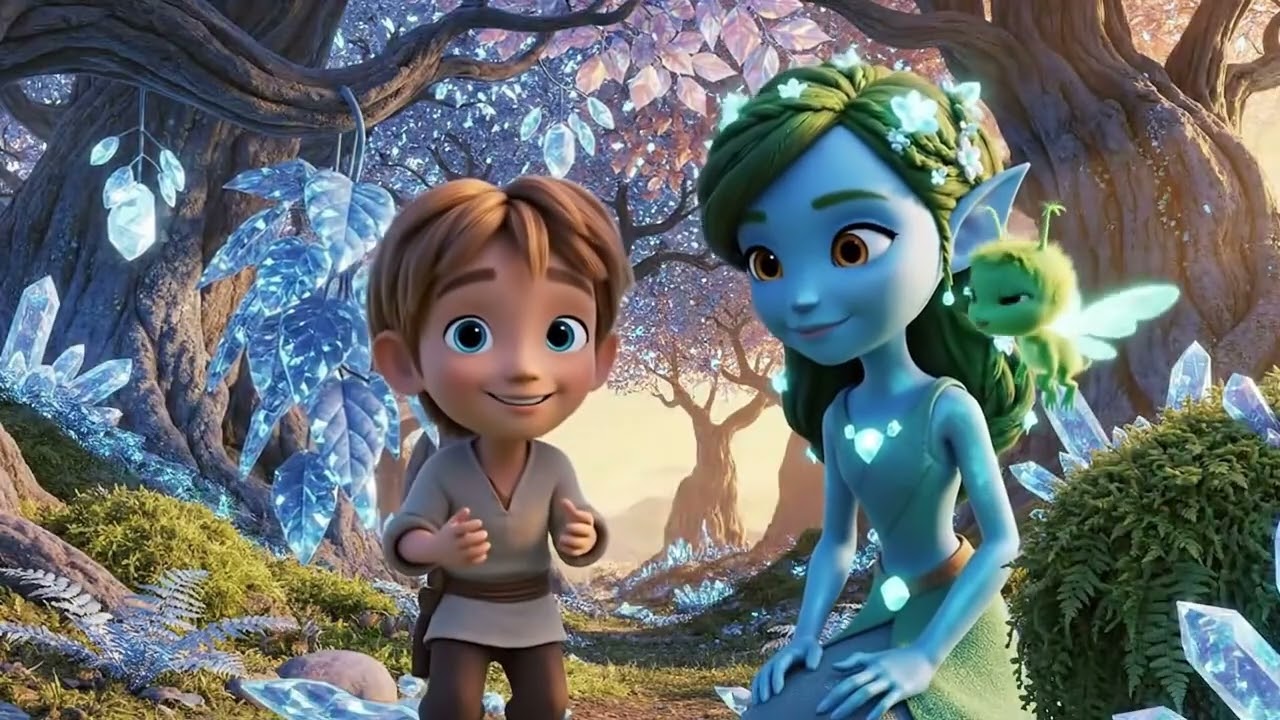 The 'blue forest girl,' Elara possesses soft, azure blue skin that subtly shimmers  Her long