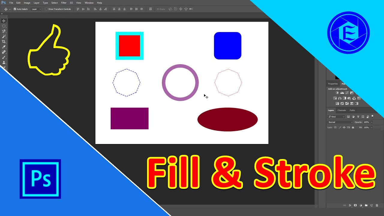 شرح الفرق بين الـ Fill & Stroke في الفوتوشوب 😎 Fill & Stroke Color in ...