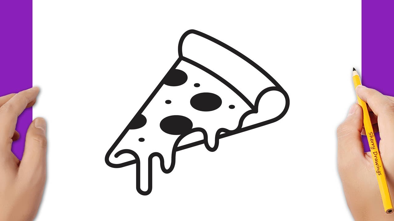 Pizza slice drawing hand drawn Royalty Free Vector Image