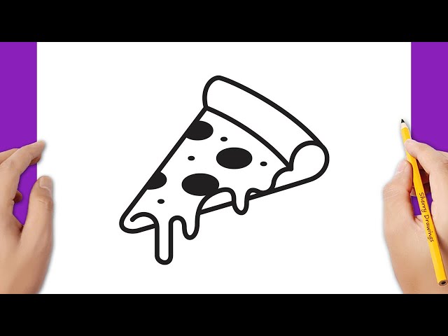 Pizza sketch. Hand drawing slice of pizza,... - Stock Illustration  [69001924] - PIXTA