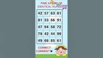 Find 3 pairs of identical numbers /Dementia Prevention Quizzes/Dementia Tests. #41