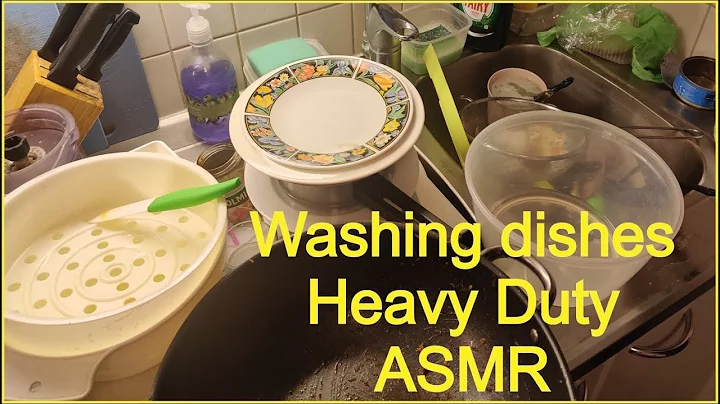 1-hour washing dishes   ASMR -  no talking  - heavy duty