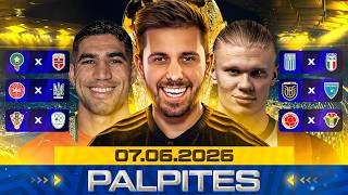 PALPITES DE FUTEBOL DO DIA 07 06 2026 + BILHETE PRONTO E MÚLTIPLA ODD ALTA