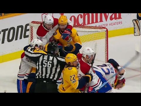 Predators and Canadiens have mini rumble after Rinne shoves Gallagher