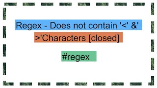 Regex - Does not contain ' ' &'  'Characters [closed]