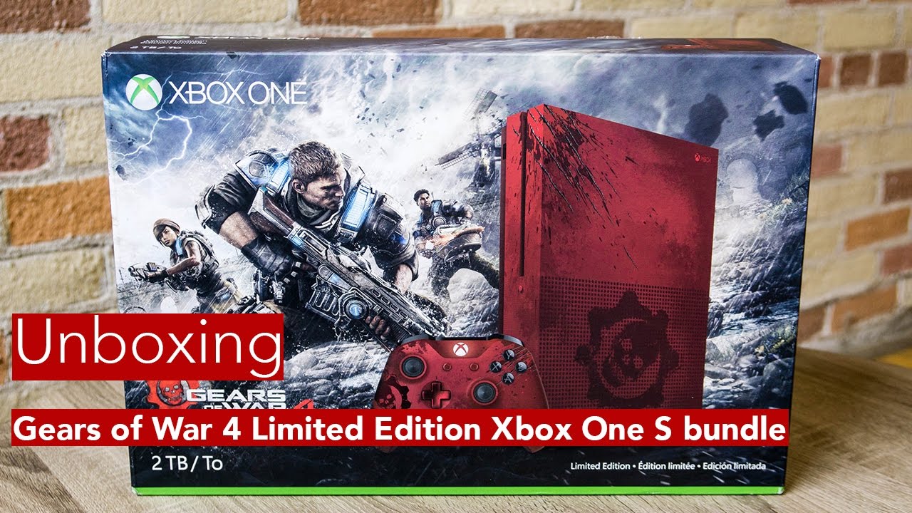 Gears of War 4 Special Edition Xbox One S Console Unboxing 