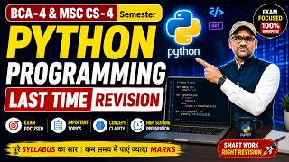 Python Programming Complete Revision 🔥 | BCA 4th & MSC CS 4th Sem | Exam 2026