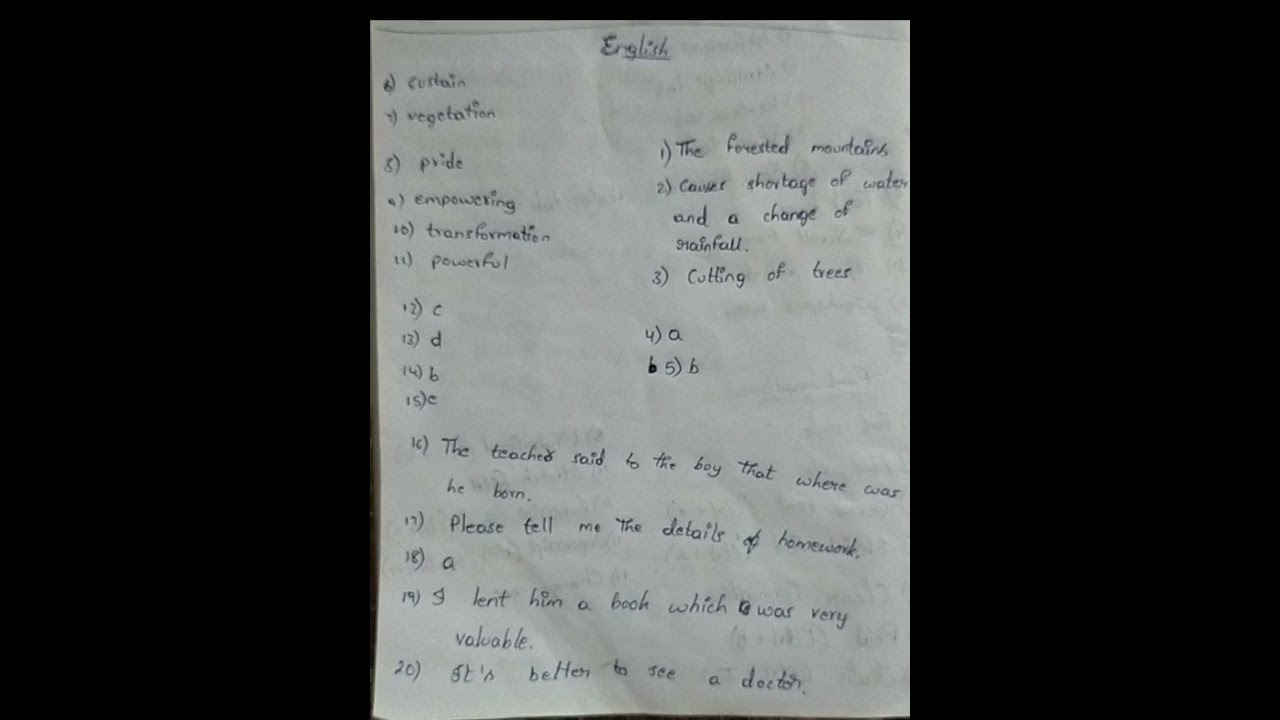 10th class F.A.3. English answer paper in 2021-2022 for government paper