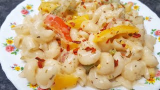 creamy and cheesy macaroni recipe, white sauce paste, khana banane ki recipe