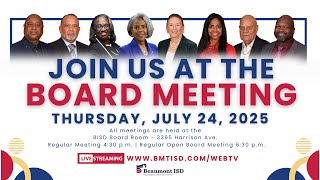 Beaumont ISD School Board Meeting Thur July 24 2025