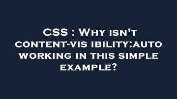 CSS : Why isn