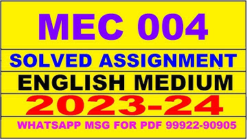 mec 4 solved assignment 2023-24 | mec 4 solved assignment in english 2024 | mec 4 2024