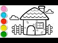 Colorful House Drawing for kids, Painting &amp; Coloring for kids, Toddlers | Let's Draw Together
