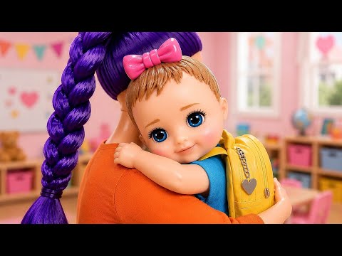 Baby Doll Waits for Mommy at School | Barbie Doll Family | 루아가 엄마를 기다려요