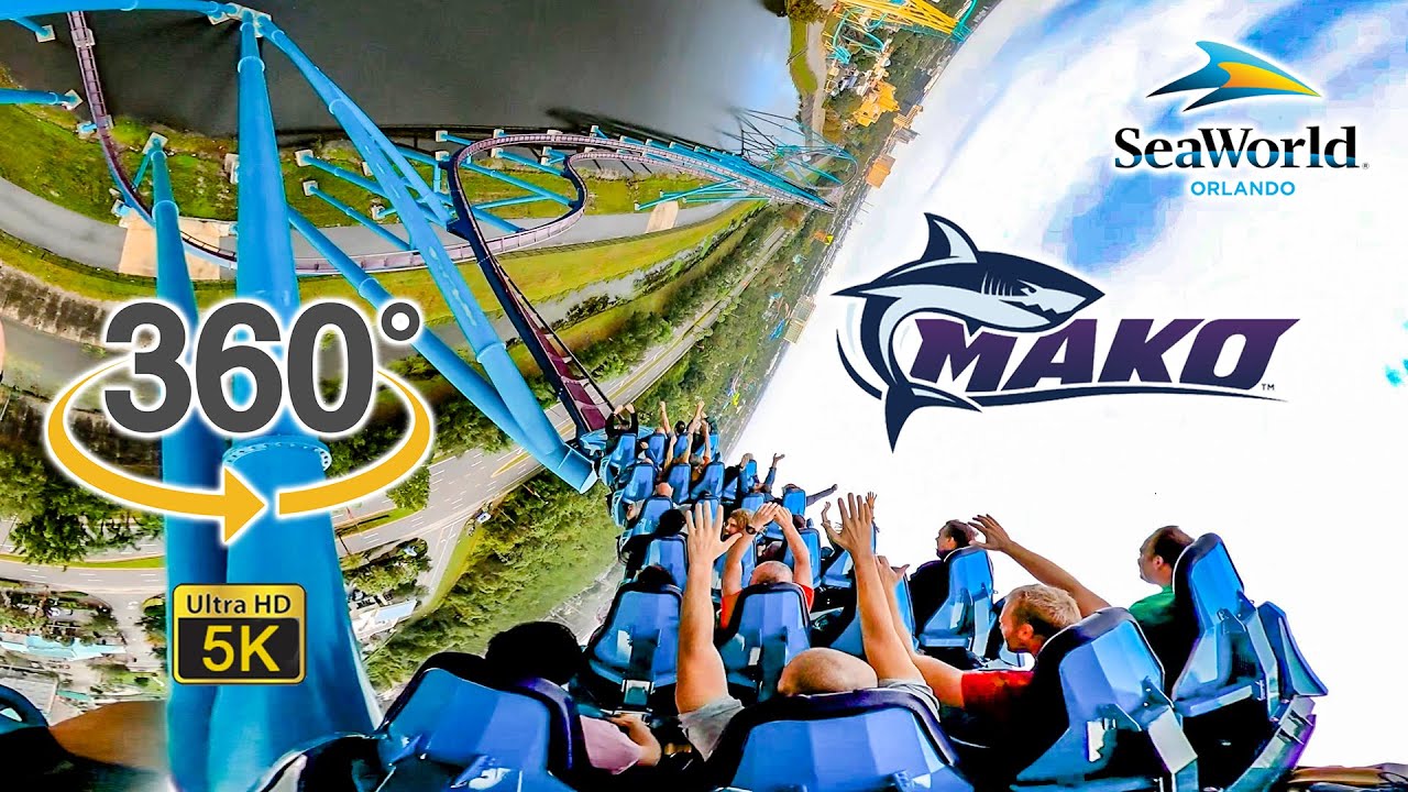 VR 360 5K Mako Roller Coaster On Ride Front, Middle, and Back POV ...