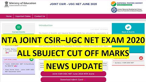 NTA JOINT CSIR UGC NET EXAM 2020 ALL SUBJECTS CUT OFF MARKS NEWS UPDATE