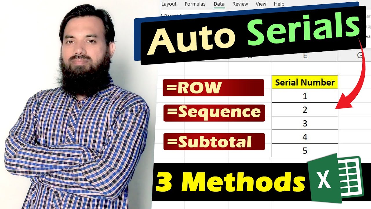 3 Methods to generate Serial Numbers in Excel | Auto generate serial ...