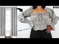 DIY Puff Sleeve Square Neck Top | Making A Puff Sleeve Top From Curtains