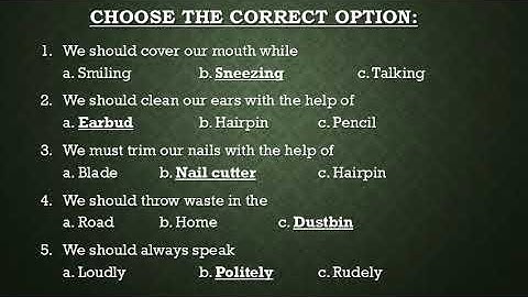 CLASS 1 EVS CH 8 GOOD MANNERS AND GOOD HABITS