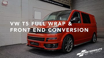 AMAZING VW TRANSPORTER T5 FACELIFT CONVERSION AND SATIN RED WRAP | MONSTERWRAPS