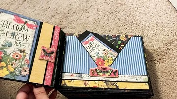 Mini scrapbook album flip through Graphic 45 Flutter Collection
