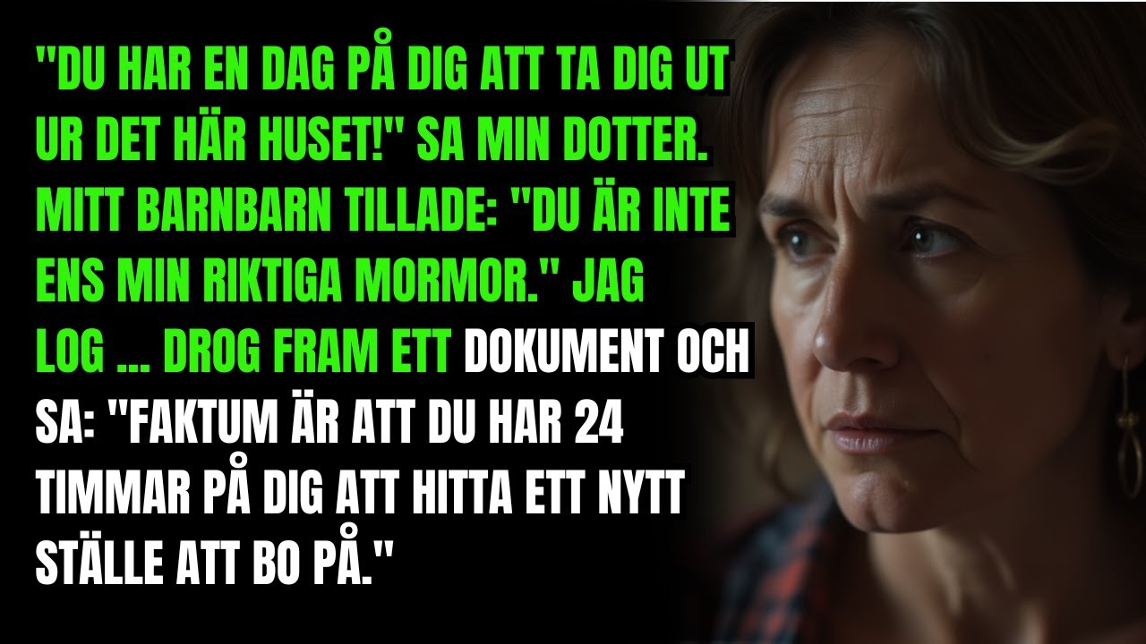 Du har en dag på dig att lämna det här huset! sa min dotter  Mitt barnbarn tillade Du behöver....
