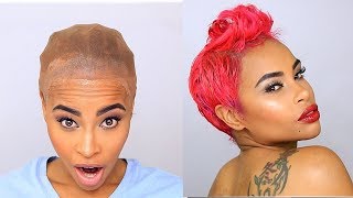 No Hair Cut | No Leave Out | ♡ DIY Hair Transformation (pink pixie cut)