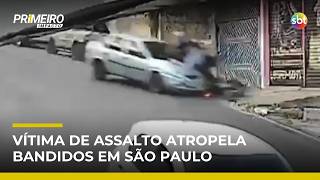 After robbery, driver rams car into criminals and duo dies in SP | #PrimeiroImpacto