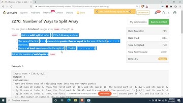 2270  Number of Ways to Split Array Leetcode | Leetcode 2270