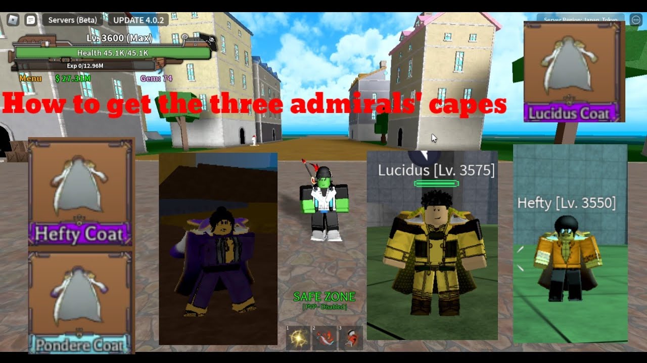 King Legacy How to get the three admirals' capes (ZombaiRoblox) YouTube