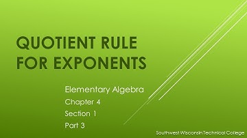 *Quotient Rule for Exponents – Elementary Algebra