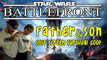 STAR WARS BATTLEFRONT - Split Screen Co-op Survival Mission Gameplay Father & Son TATOOINE