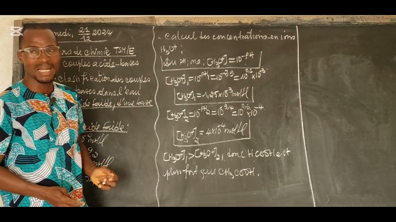 classification des couples Acide-Base dans l'eau partie 1