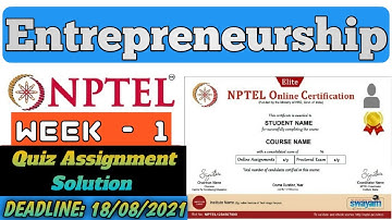 Entrepreneurship Week 1 || Swayam NPTEL Solution || #Entrepreneurship