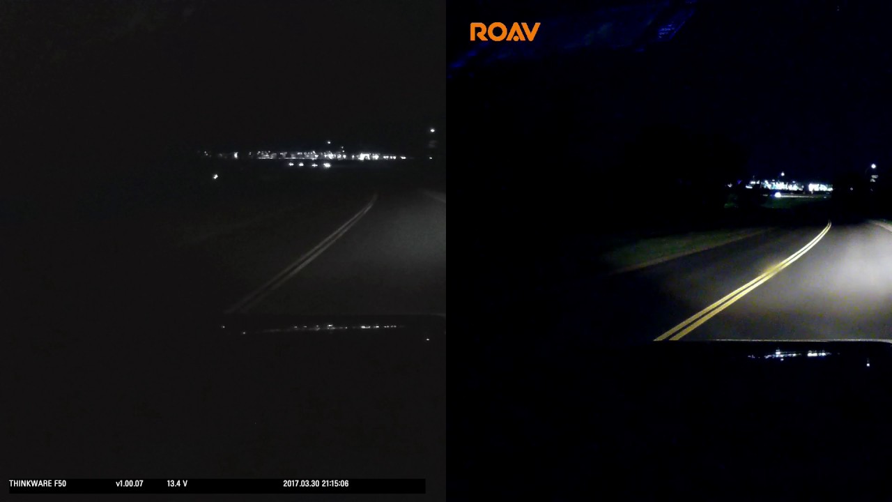 Thinkware F50 vs Anker Roav C1 Dash Cam Sample Clip [Night]