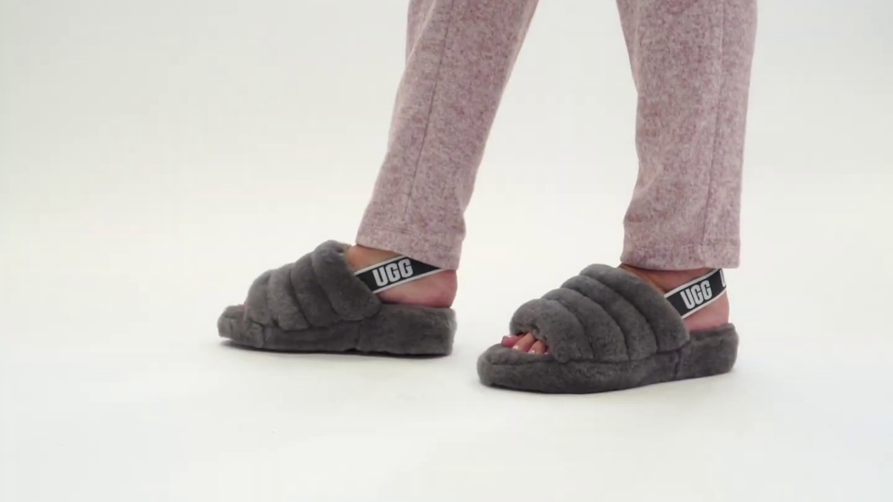 grey fluff yeah slide sandals