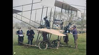 [4k, 60 fps, colorized] (1910) London to Manchester air race. First night flight ever.