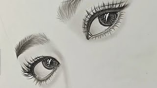 How to draw the right eye and eyebrows - Realistic Drawing Easy Step by Step Tutorial for Beginners
