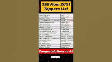 jee main toppers List 2021#JEEMAIN#JEEMAIN2021#ToppersList#Shorts#JEEmainresult2021#result#trending