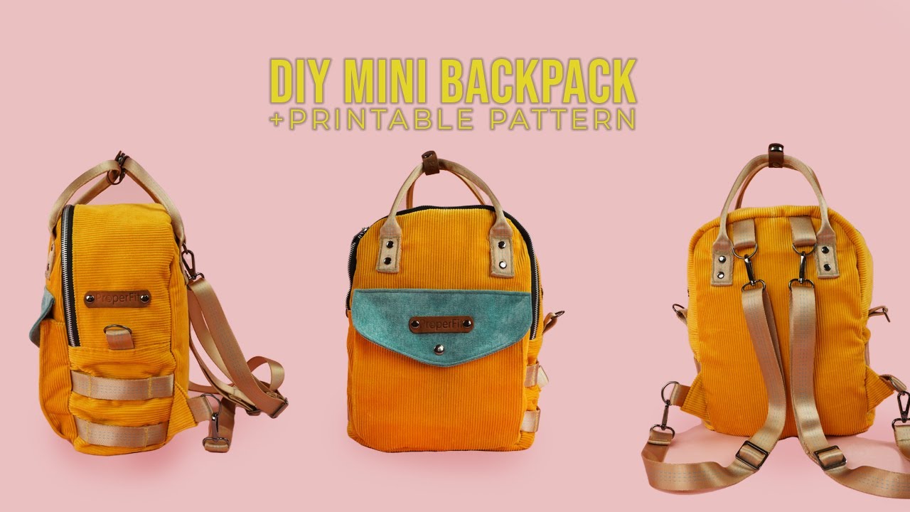 DIY Mini Backpack + PRINTABLE PDF SEWING PATTERN (EASY SEWING PROJECT) 
