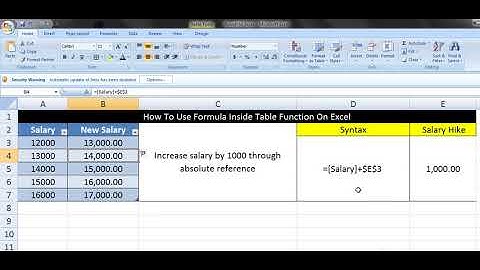 How To Use Formula Inside Table Function On Excel Via Adding Absolute Reference