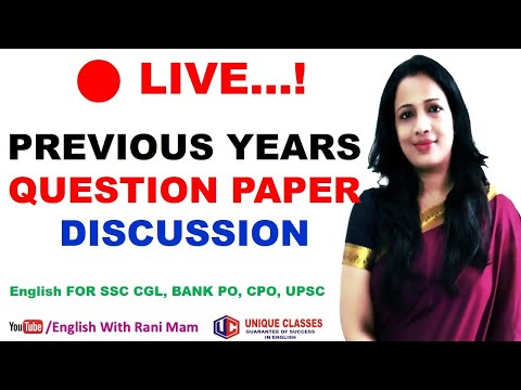 Practice Set | Previous Years Question Paper Discussion | SSC CGL, Bank PO English By Rani Mam