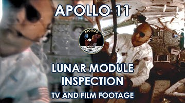 APOLLO 11: LM Inspection - TV &16mm DAC camera - Buzz Aldrin, speed corrected, HD, real sound