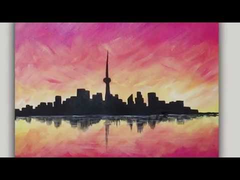 city skyline painting