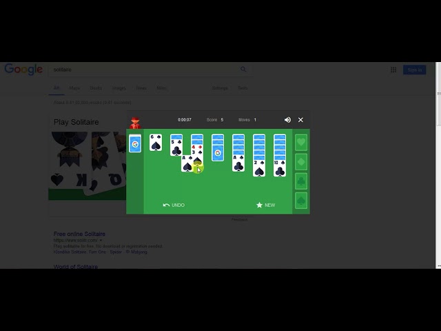 Google Solitaire Speedrun in 0:45 45 Seconds Easy Mode 